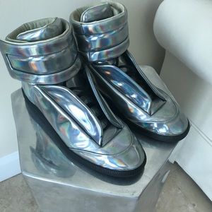 maison margiela silver  high-top sneaker metallic
